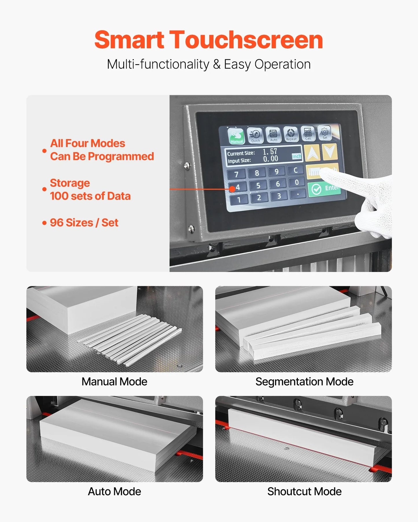 Electric Paper Cutter, Metal Programmable Paper Cutter Machine, 457 mm Cutting Width, 58 mm Cutting Thickness, Electric Hydraulic Guillotine Trimmer with Infrared Function & Spare Blade