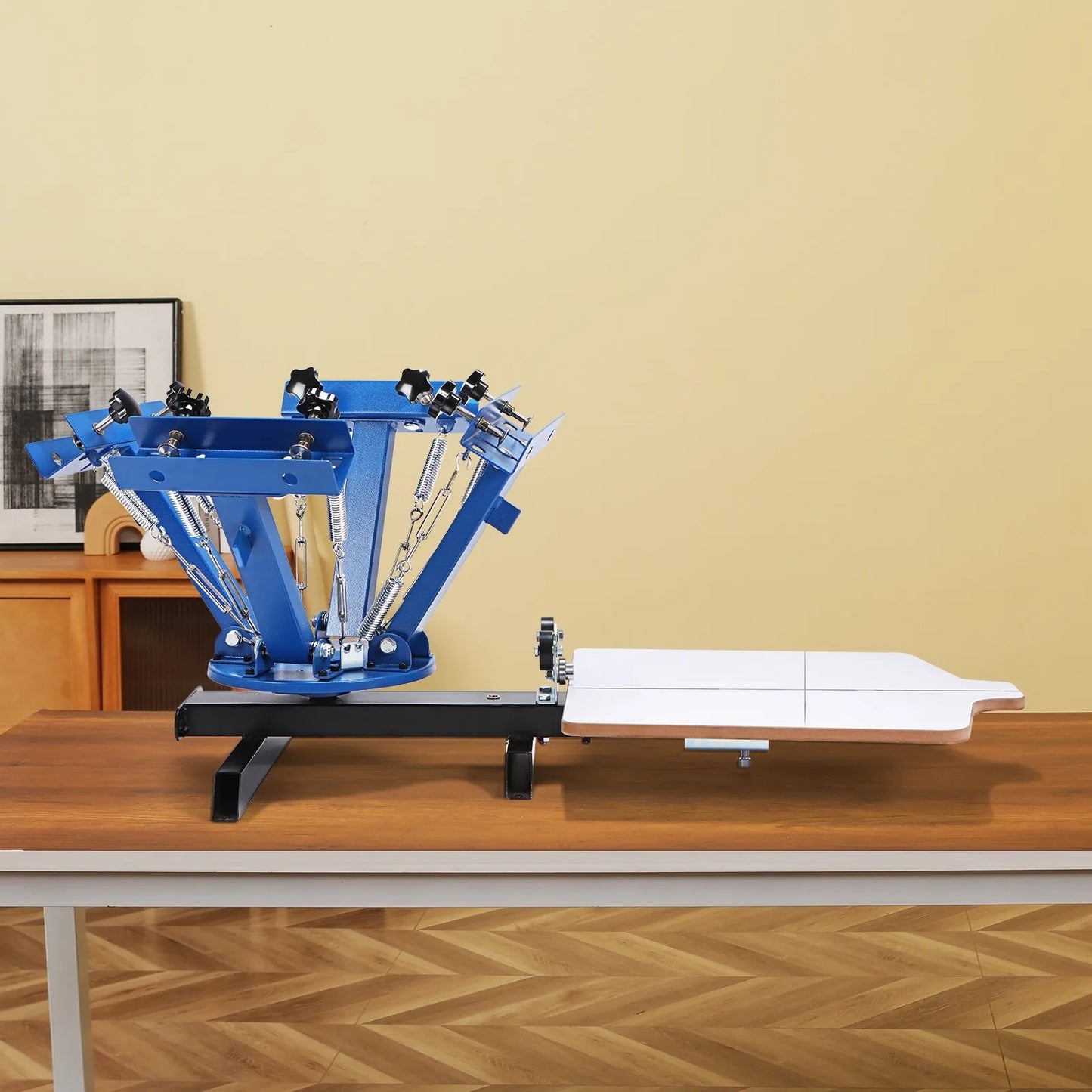 Screen Printing Machine, 4 Color 1 Station 360° Rotable Silk Screen Printing Press, 21.2x17.7in / 54x45cm Screen Printing Press, Double-layer Positioning Pallet for T-shirt DIY Printing