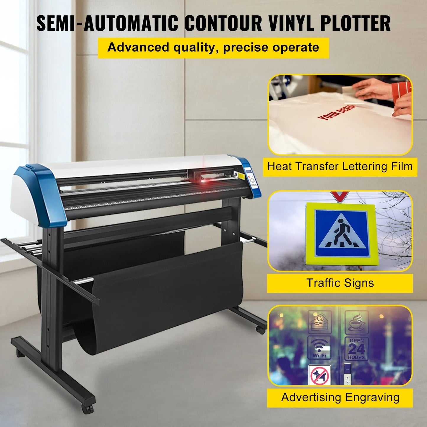 53-Inch Semi-Automatic Contour Vinyl Cutter Plotter Manual Positioning
