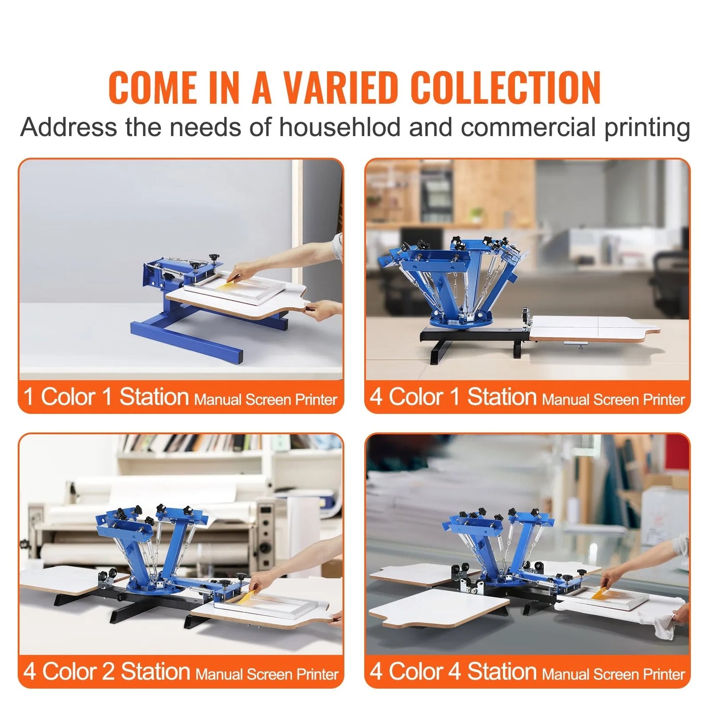 Screen Printing Machine, 4 Color 4 Station 360° Rotable Silk Screen Printing Press, 21.2x17.7in / 54x45cm Screen Printing Press, Double-layer Positioning Pallet for T-shirt DIY Printing