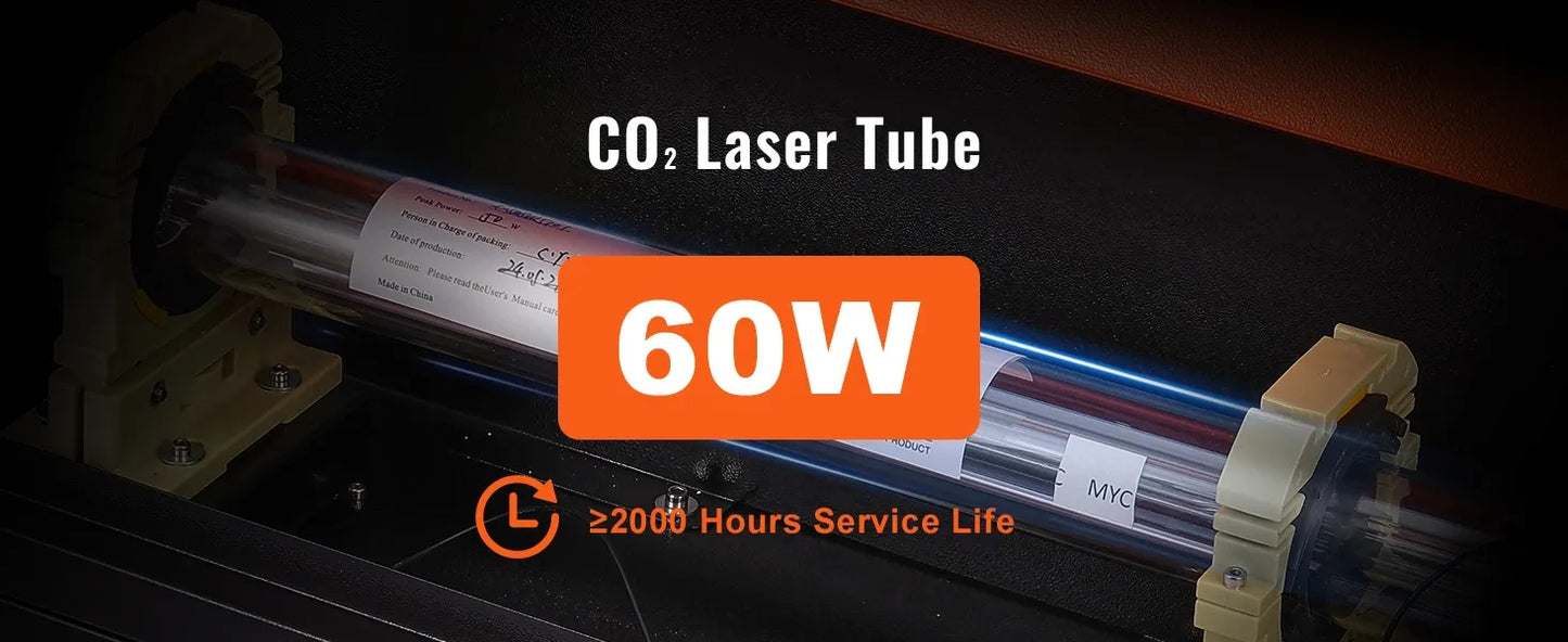 60W CO2 Laser Engraver, 41 x 61 cm(16 x 24 in), 500 mm/s(19.7 IPS) Laser Cutter Machine with 2-Way Pass Air Assist, Compatible with LightBurn, CorelDRAW, AutoCAD, Windows, Mac OS, Linux, for Wood Acrylic Fabric More