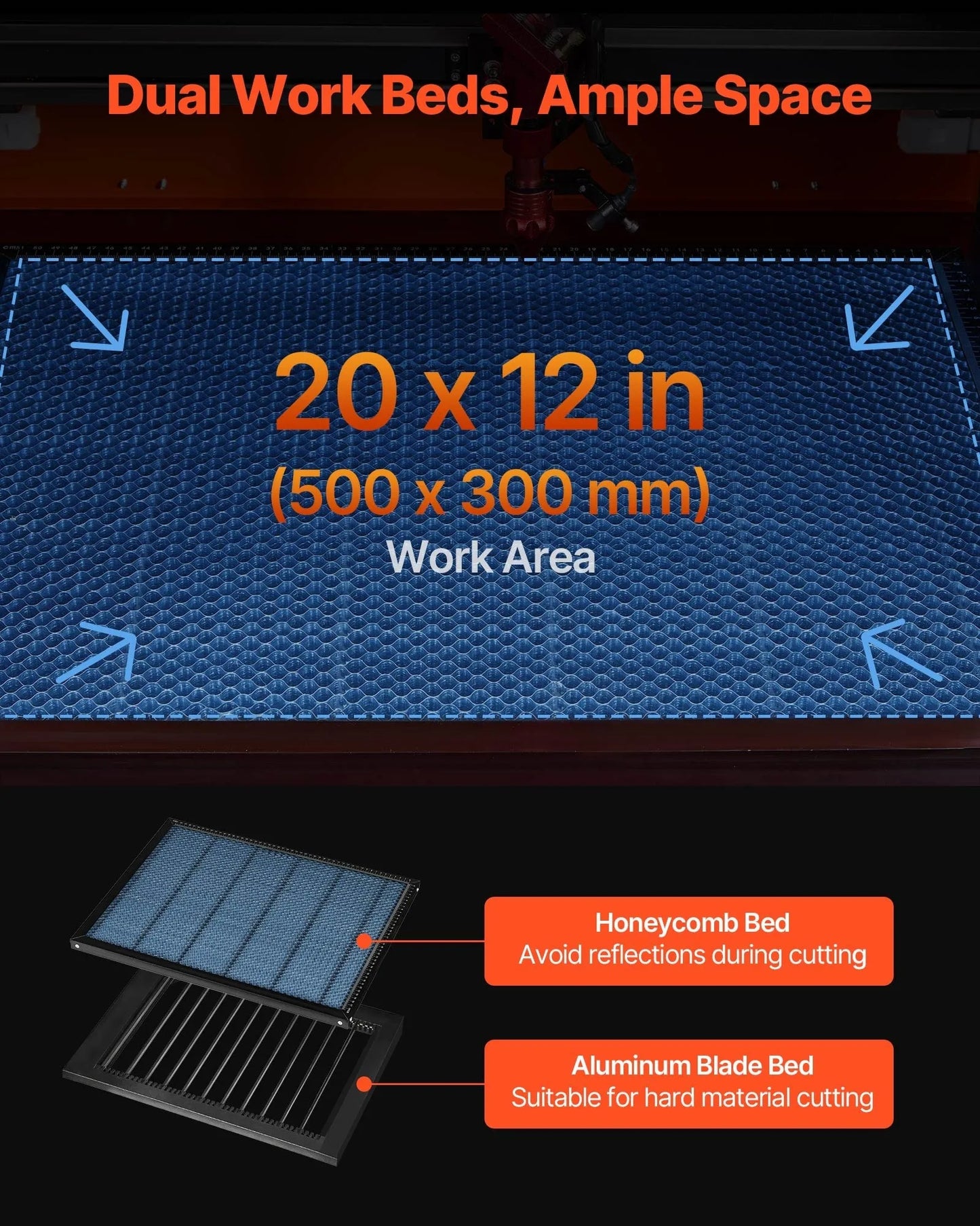 50W CO2 Laser Engraver, 500 x 300 mm, CO2 Laser Engraver Cutter Machine with 4 Way Pass Air Assist, Engraving Cutting Machine, Compatible with LightBurn CorelDRAW RDWorks, for Wood Acrylic Glass