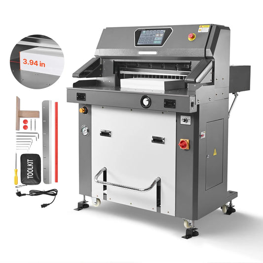 Electric Paper Cutter, Metal Hydraulic Paper Cutter Machine, 660 mm Cutting Width, 100 mm Cutting Thickness, Large Size Electric Guillotine Trimmer with Infrared Function and Spare Blade