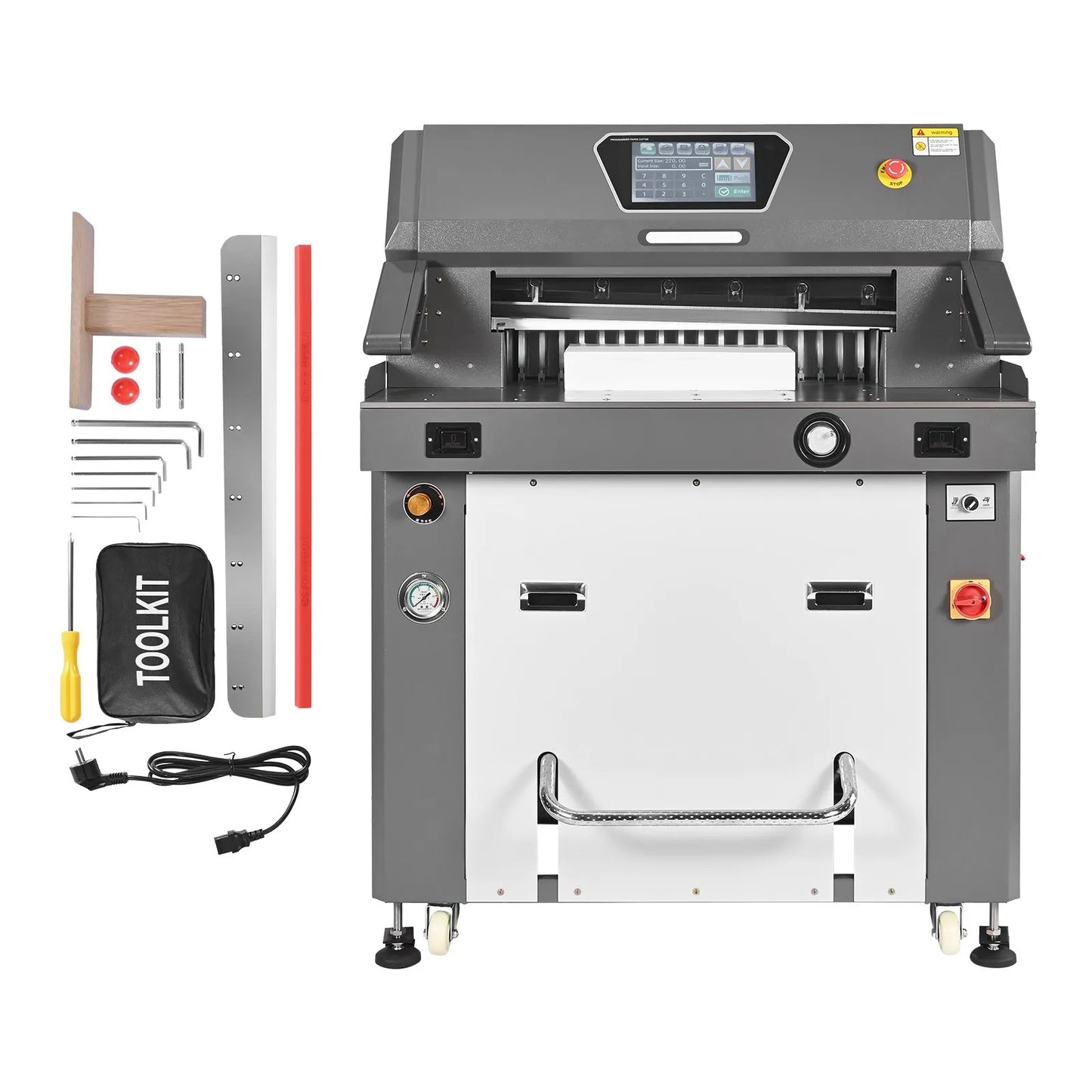 Electric Paper Cutter, Metal Hydraulic Paper Cutter Machine, 660 mm Cutting Width, 100 mm Cutting Thickness, Large Size Electric Guillotine Trimmer with Infrared Function and Spare Blade