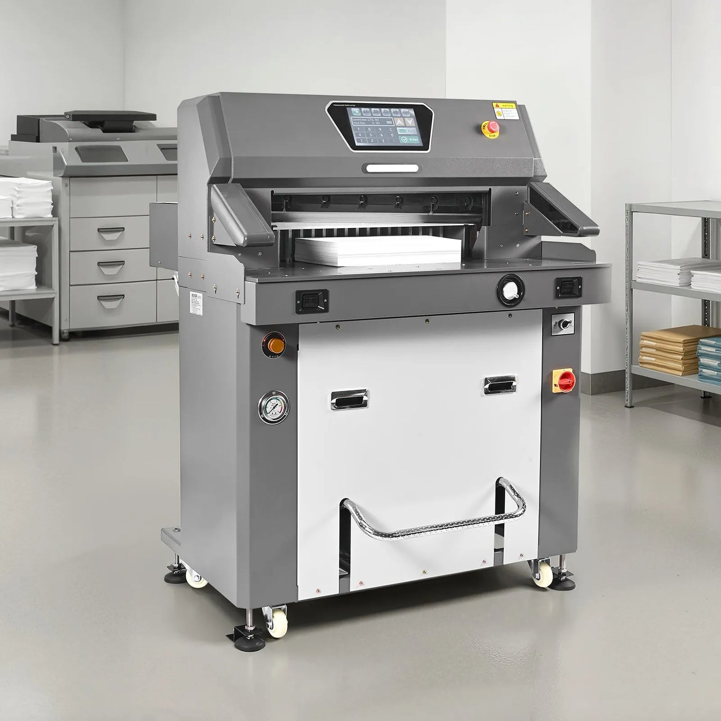 Electric Paper Cutter, Metal Hydraulic Paper Cutter Machine, 660 mm Cutting Width, 100 mm Cutting Thickness, Large Size Electric Guillotine Trimmer with Infrared Function and Spare Blade