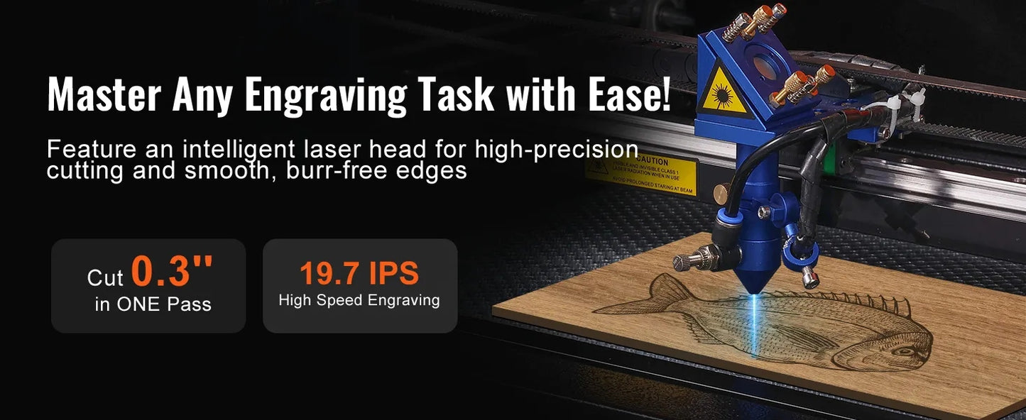 60W CO2 Laser Engraver, 41 x 61 cm(16 x 24 in), 500 mm/s(19.7 IPS) Laser Cutter Machine with 2-Way Pass Air Assist, Compatible with LightBurn, CorelDRAW, AutoCAD, Windows, Mac OS, Linux, for Wood Acrylic Fabric More