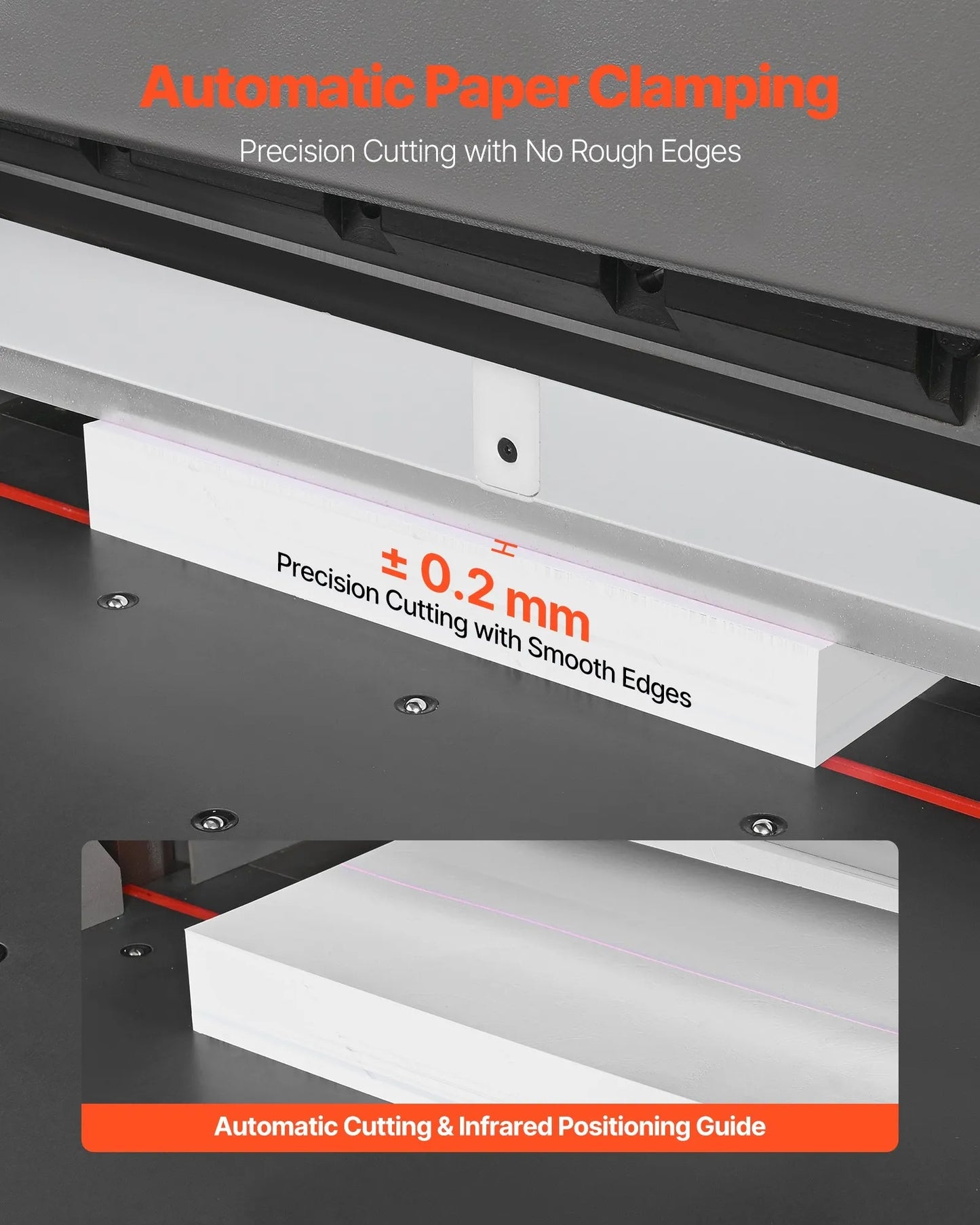 Electric Paper Cutter, Metal Hydraulic Paper Cutter Machine, 660 mm Cutting Width, 100 mm Cutting Thickness, Large Size Electric Guillotine Trimmer with Infrared Function and Spare Blade