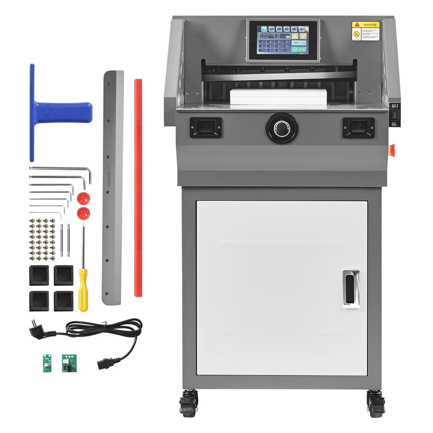 Electric Paper Cutter, Metal Programmable Paper Cutter Machine, 457 mm Cutting Width, 58 mm Cutting Thickness, Electric Hydraulic Guillotine Trimmer with Infrared Function & Spare Blade