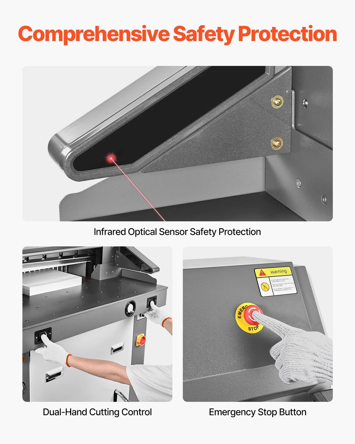 Electric Paper Cutter, Metal Hydraulic Paper Cutter Machine, 660 mm Cutting Width, 100 mm Cutting Thickness, Large Size Electric Guillotine Trimmer with Infrared Function and Spare Blade