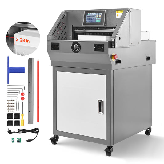 Electric Paper Cutter, Metal Programmable Paper Cutter Machine, 457 mm Cutting Width, 58 mm Cutting Thickness, Electric Hydraulic Guillotine Trimmer with Infrared Function & Spare Blade