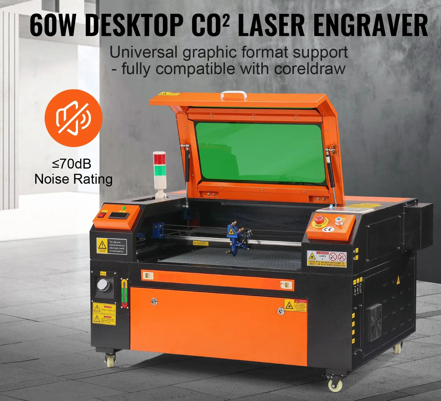 60W CO2 Laser Engraver, 41 x 61 cm(16 x 24 in), 500 mm/s(19.7 IPS) Laser Cutter Machine with 2-Way Pass Air Assist, Compatible with LightBurn, CorelDRAW, AutoCAD, Windows, Mac OS, Linux, for Wood Acrylic Fabric More