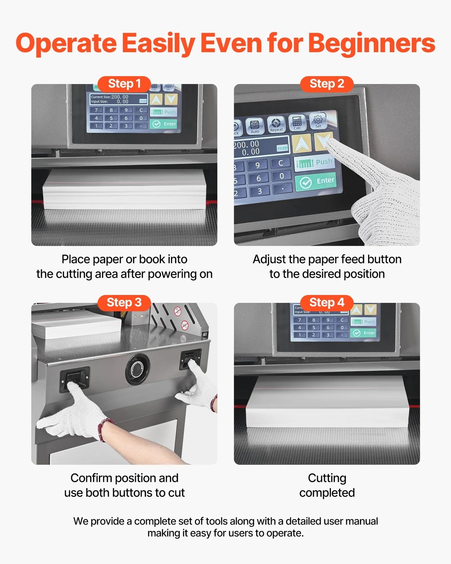 Electric Paper Cutter, Metal Programmable Paper Cutter Machine, 457 mm Cutting Width, 58 mm Cutting Thickness, Electric Hydraulic Guillotine Trimmer with Infrared Function & Spare Blade