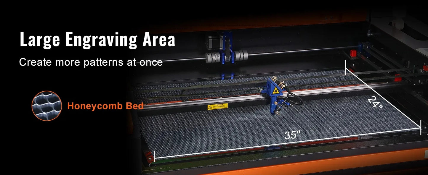 100W CO2 Laser Engraver, 61 x 89 cm(24 x 35 in), 500 mm/s(19.7 IPS) Laser Cutter Machine with 2-Way Pass Air Assist, Compatible with LightBurn, CorelDRAW, AutoCAD, Windows, Mac OS, Linux, for Wood Acrylic Fabric More