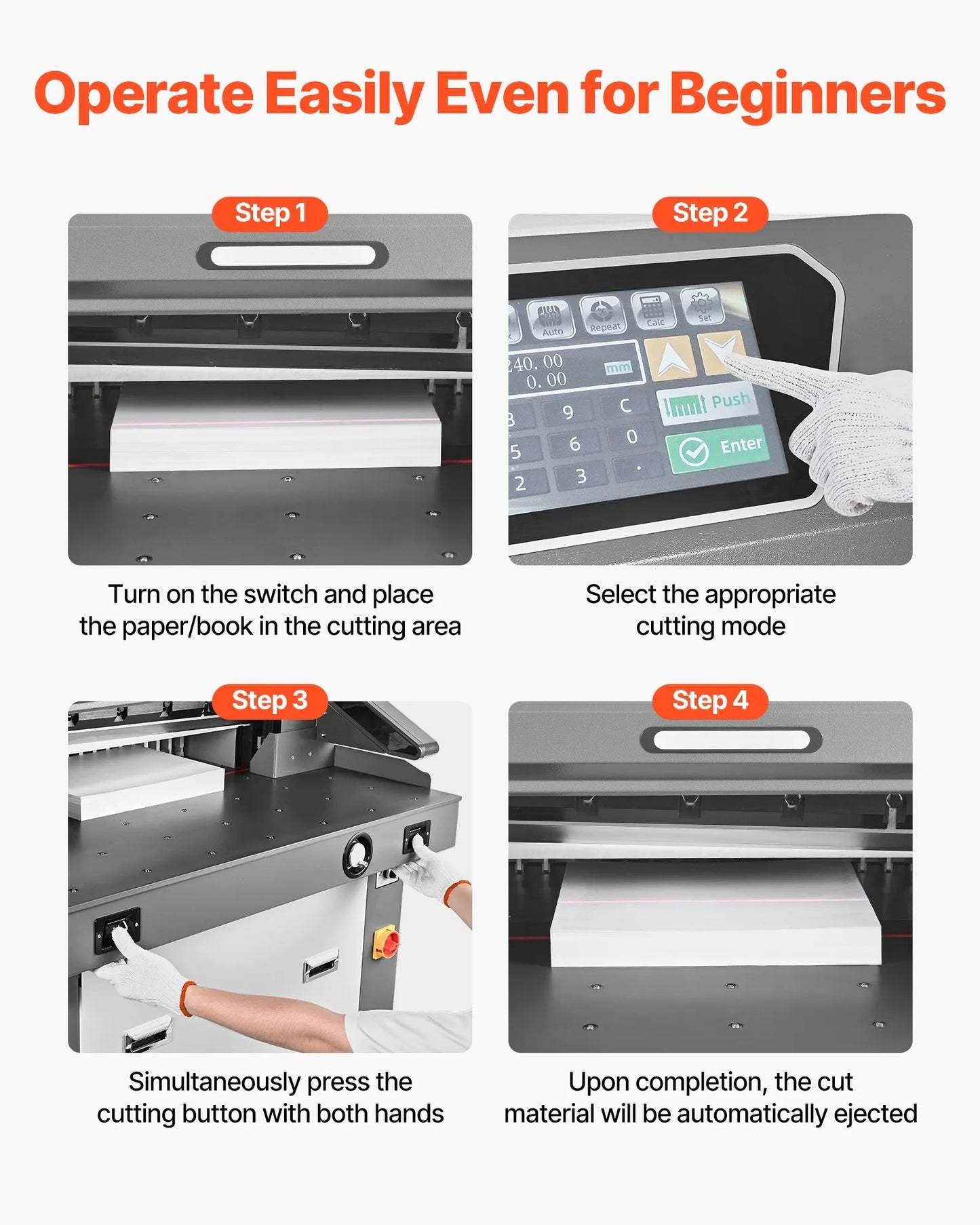 Electric Paper Cutter, Metal Hydraulic Paper Cutter Machine, 660 mm Cutting Width, 100 mm Cutting Thickness, Large Size Electric Guillotine Trimmer with Infrared Function and Spare Blade