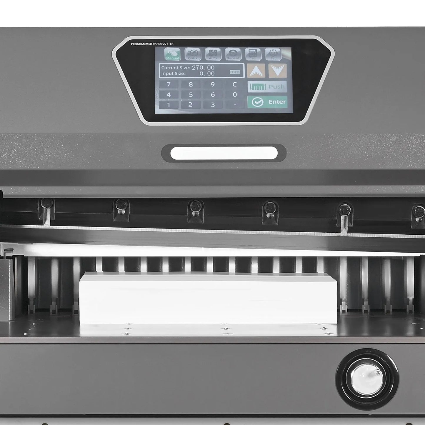Electric Paper Cutter, Metal Hydraulic Paper Cutter Machine, 660 mm Cutting Width, 100 mm Cutting Thickness, Large Size Electric Guillotine Trimmer with Infrared Function and Spare Blade