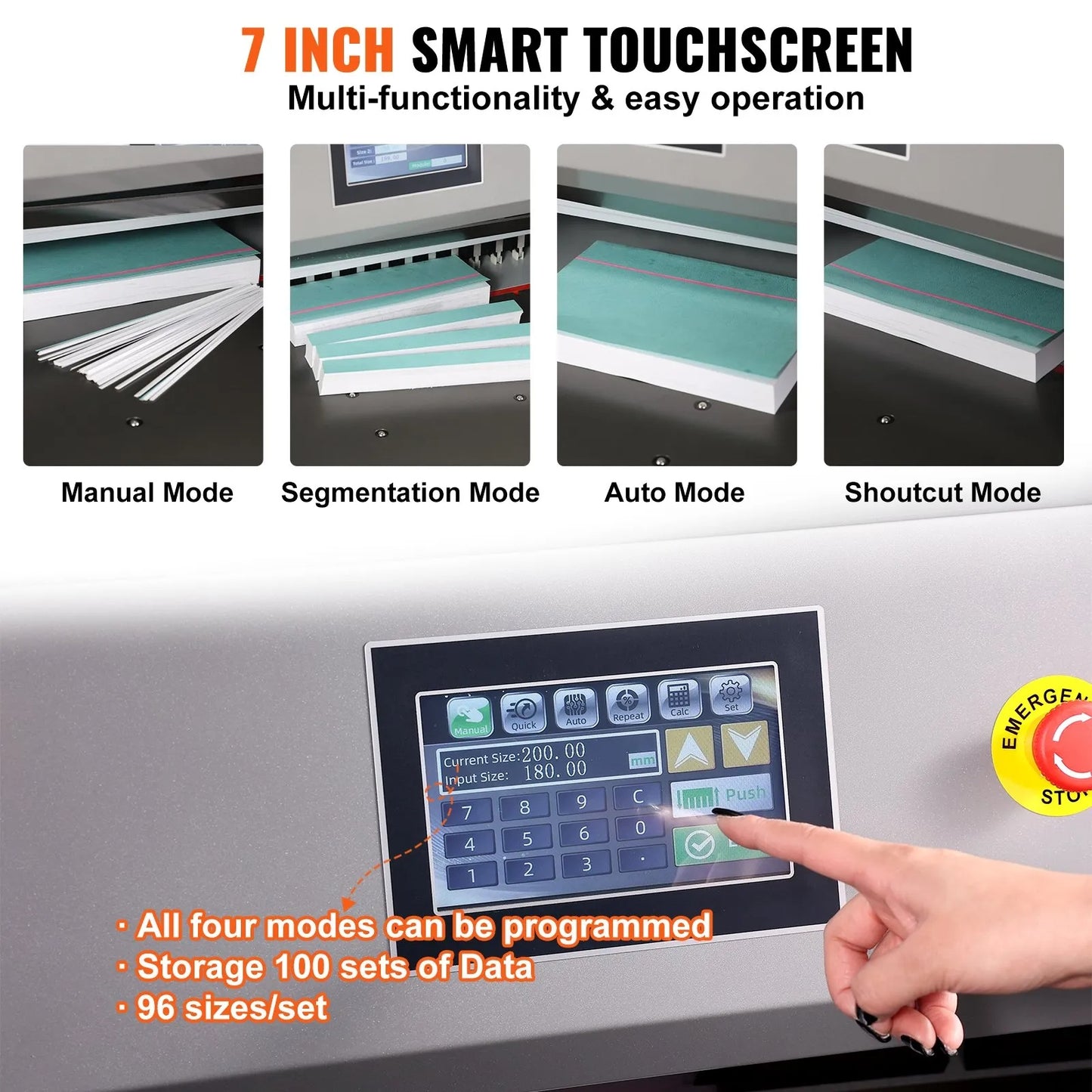 Electric Hydraulic Paper Cutter 660.4 mm Cutting Width 80 mm Thickness 177.8 mm Screen