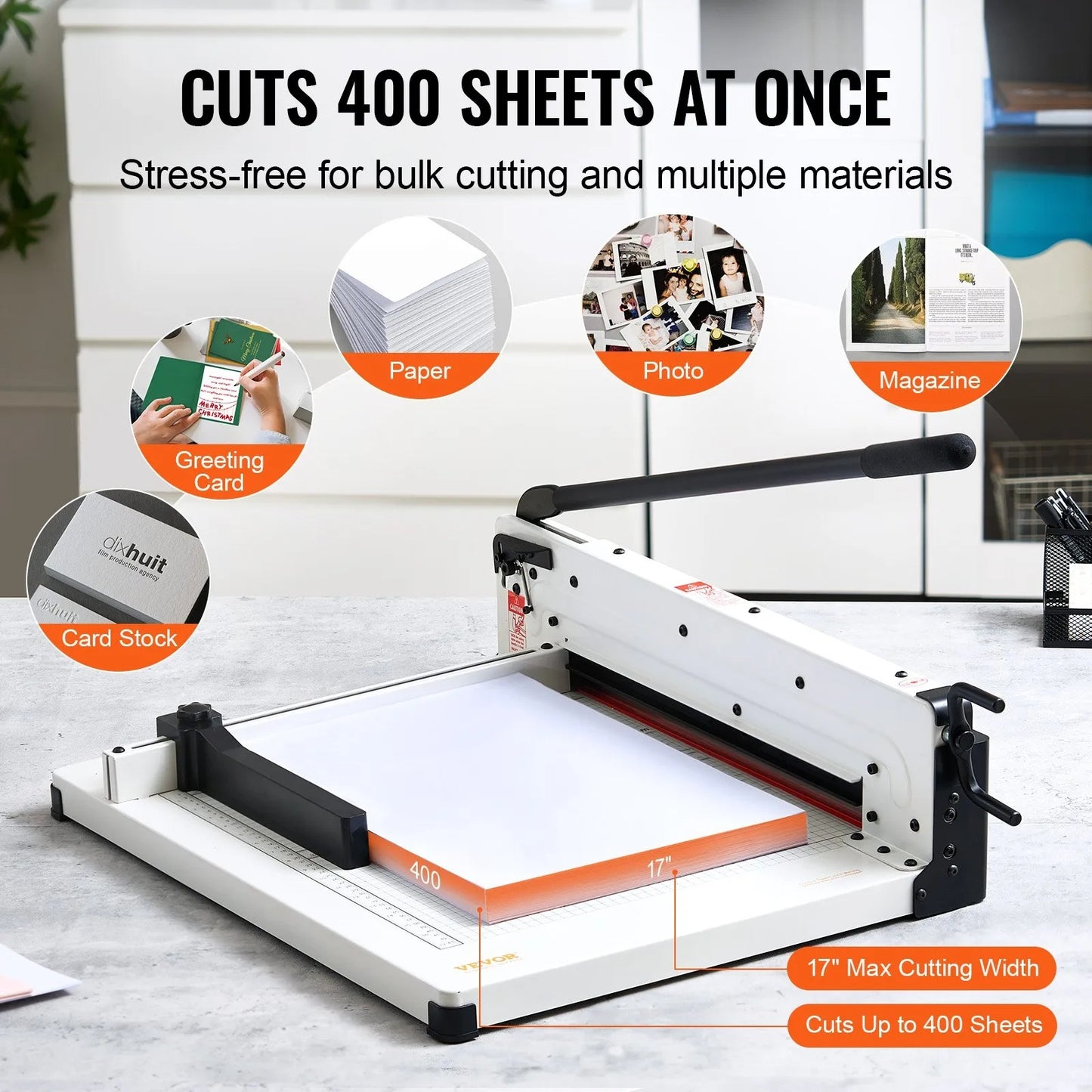 Paper Cutter 43.2 cm A3 Guillotine Paper Trimmer 400 Sheet Capacity Metal Base