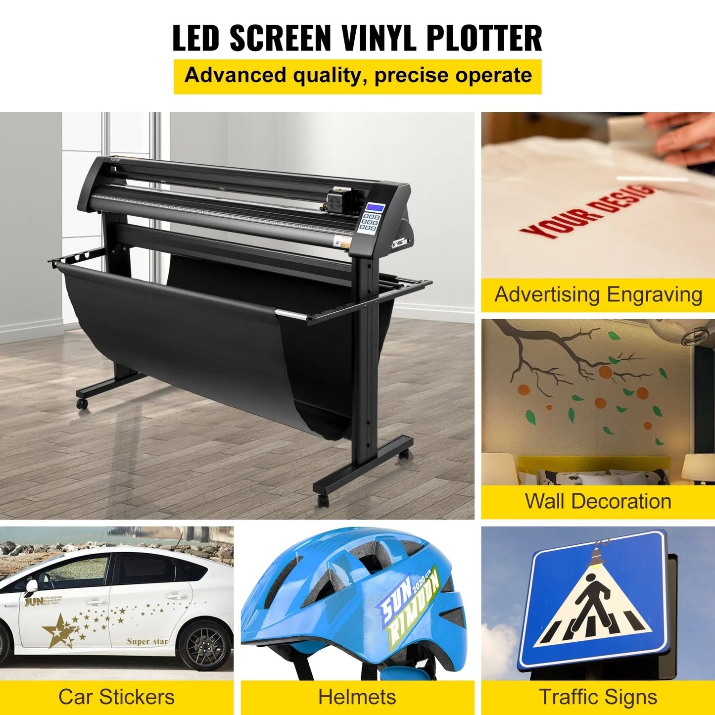 Vinyl Cutter, 1350mm Vinyl Plotter, LED Screen Plotter Cutter, Semi-Automatical Built-in Optical Eye, Compatible with SignCut Software for Mac and Windows System with Stand