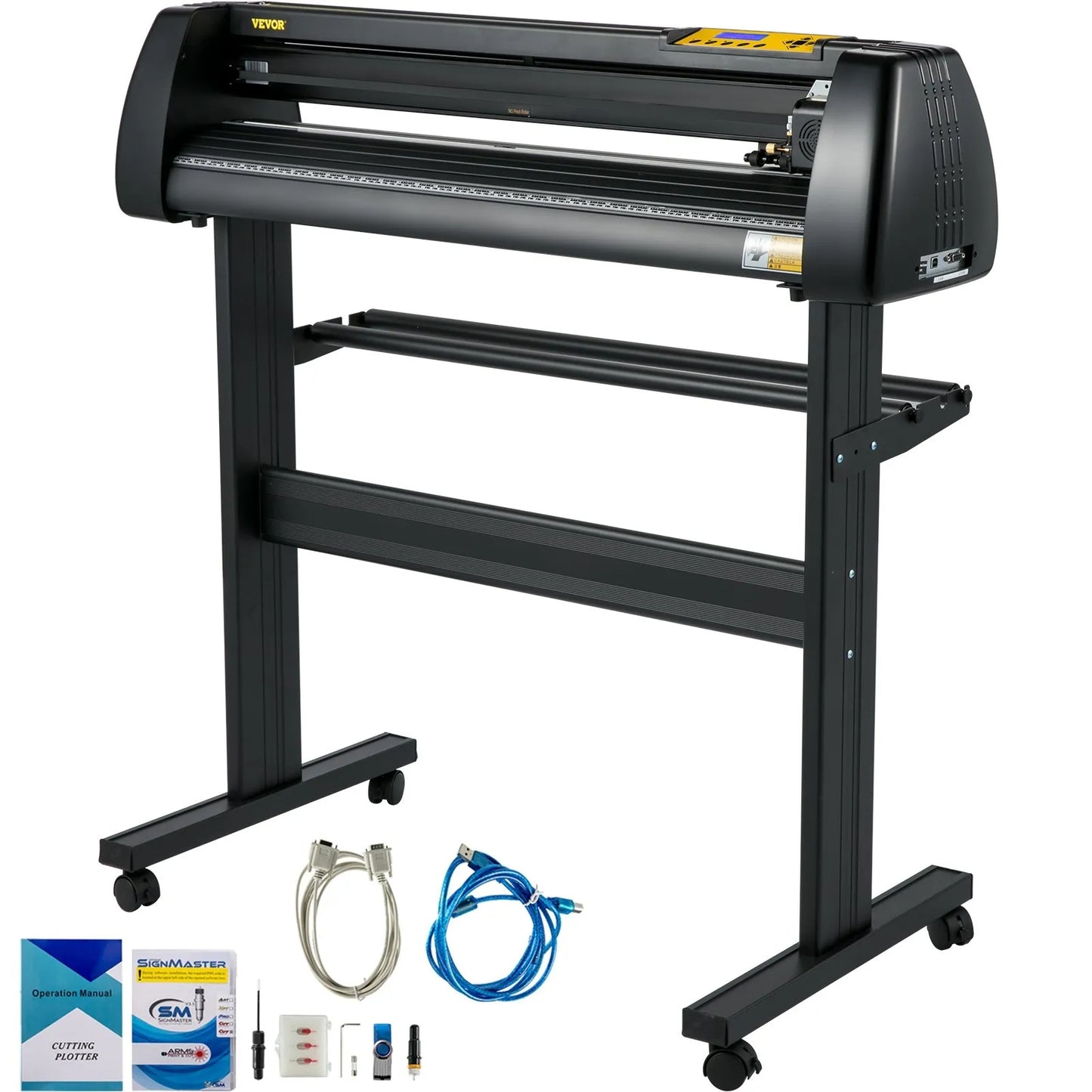 Vinyl Cutter Machine, 34 Inch Paper Feed Cutting Plotter Bundle Adjustable Force & Speed Vinyl Printer, LCD Display Windows Compatible Sign Making kit with Signmaster Software