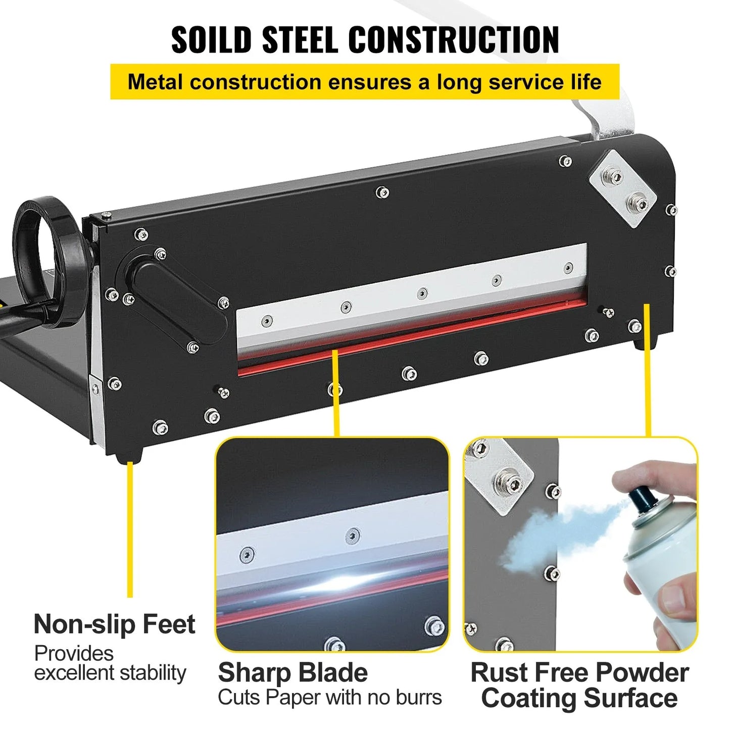 A4 Paper Guillotine 12" Width Paper Cutter Heavy Duty Manual Stack Paper Trimmer Stack Cutter with Clamp Safe Lock for Home Office