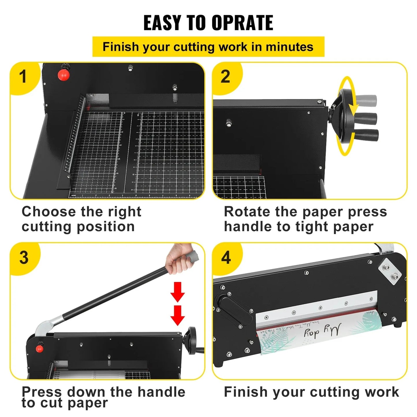 A4 Paper Guillotine 12" Width Paper Cutter Heavy Duty Manual Stack Paper Trimmer Stack Cutter with Clamp Safe Lock for Home Office