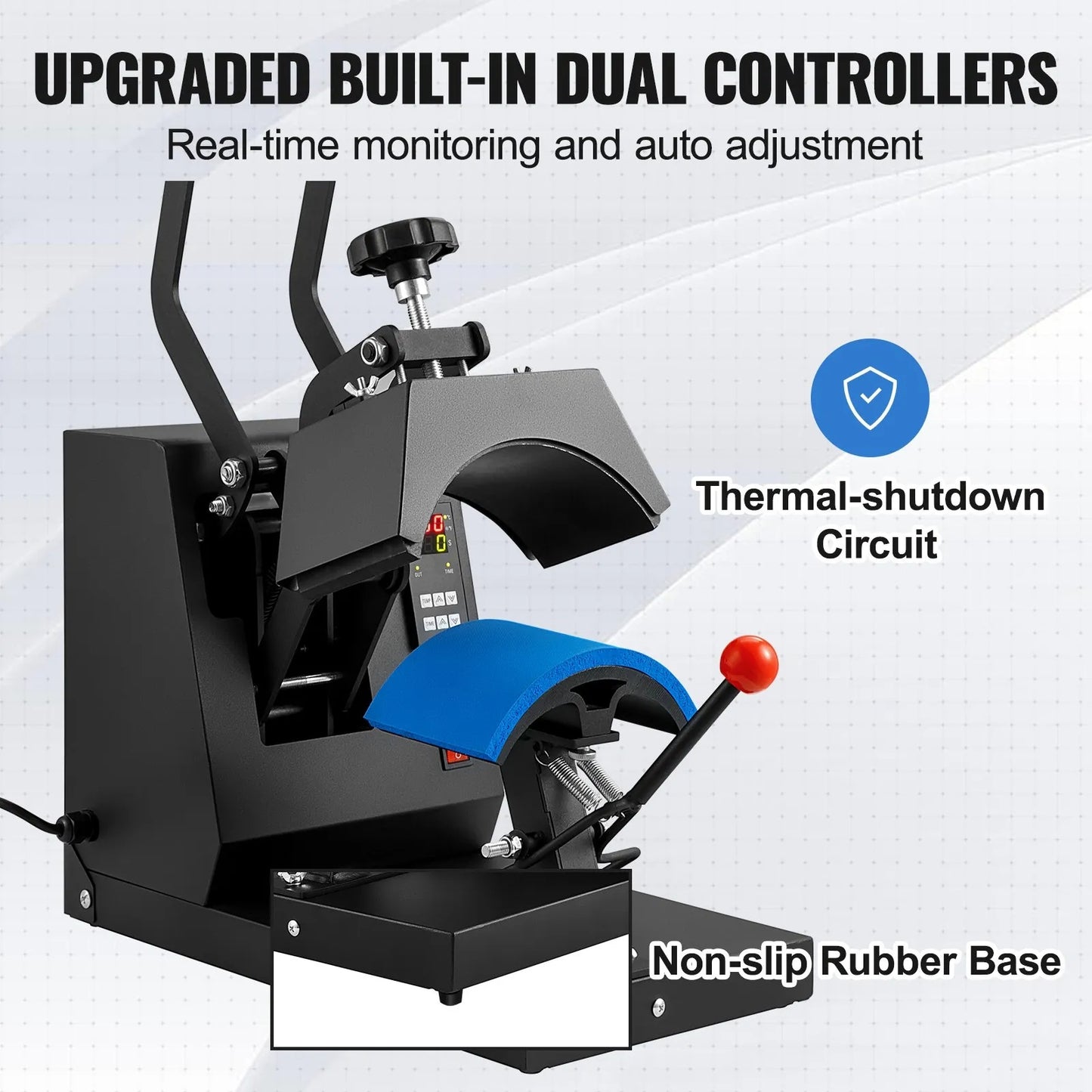 Hat Heat Press, 4-in-1 Cap Heat Press Machine, 15.24 x 7.6 cm Clamshell Sublimation Transfer, LCD Digital Timer Temperature Control with 4pcs Curved Heating Elements (15.24 x 7.6/17x6.86/17x6.86/20.57x8.89 cm)