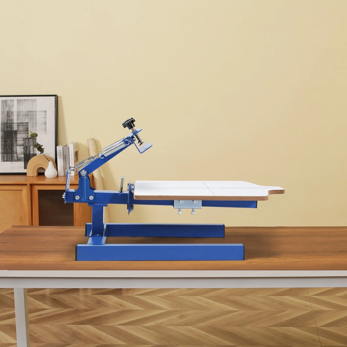 Screen Printing Machine, 1 Color 1 Station Silk Screen Printing Press, 21.2x17.7in / 54x45cm Screen Printing Press, Double-layer Positioning Pallet, Adjustable Tension for T-shirt DIY Printing