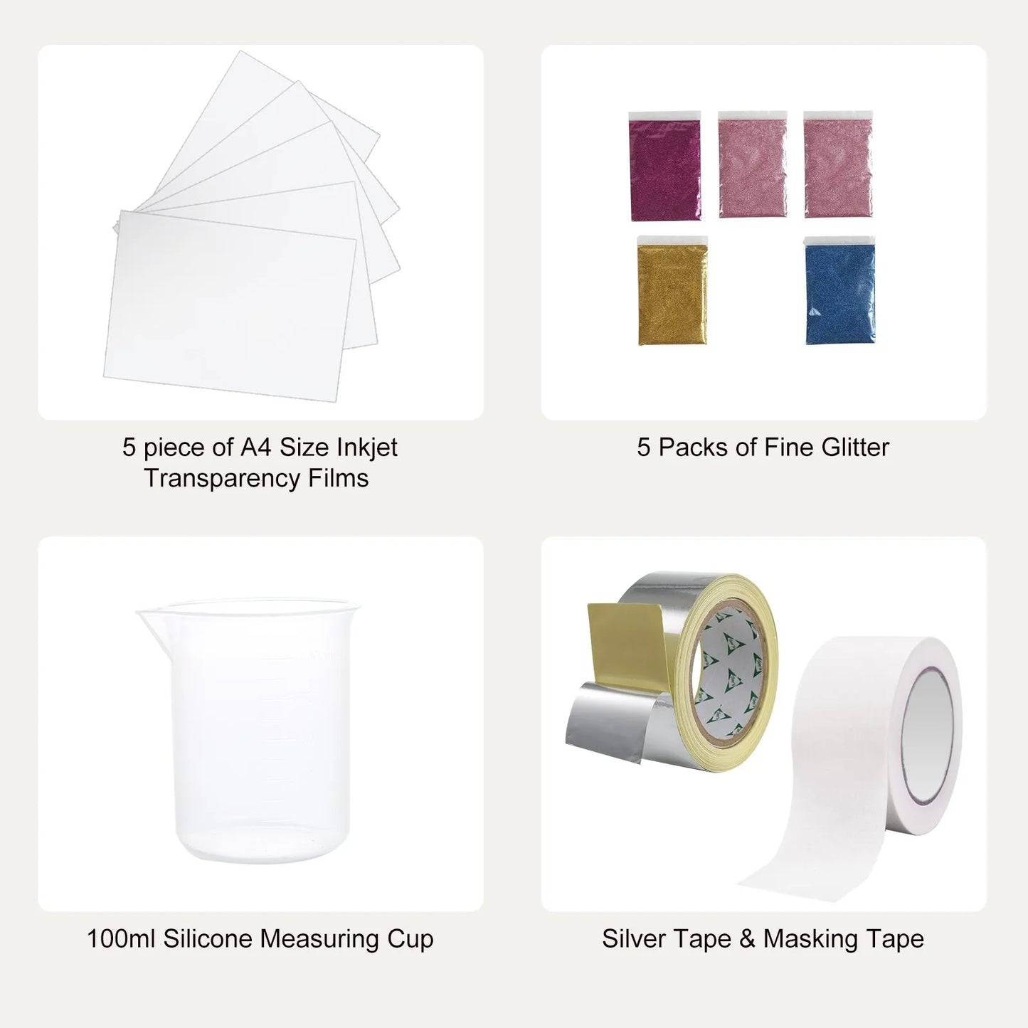 Screen Printing Kit, 3 Pieces Aluminum Silk Screen Printing Frames 6x10/8x12/10x14inch 110 Count Mesh, 5 Glitters and Screen Printing Squeegees and Transparency Films for T-shirts DIY Printing